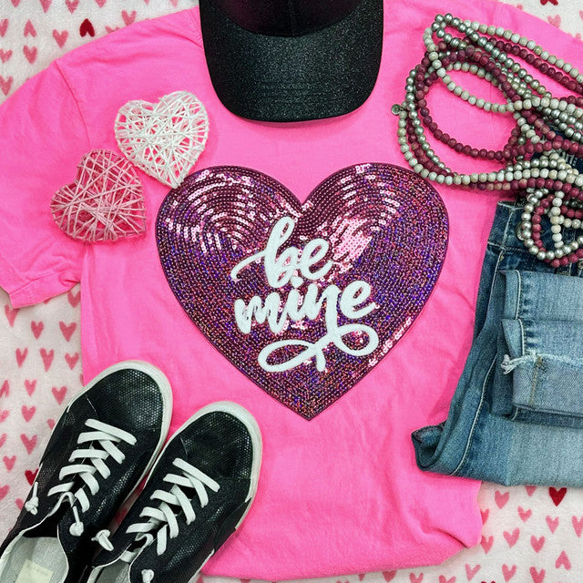 Be Mine SEQUIN HEART Patch Crewneck