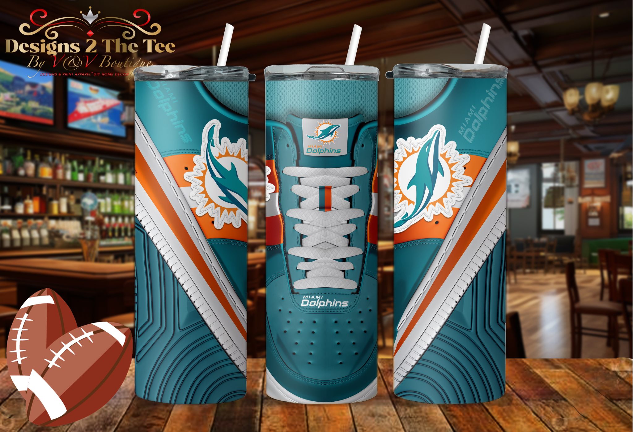 Miami Dolphins Football Tumbler