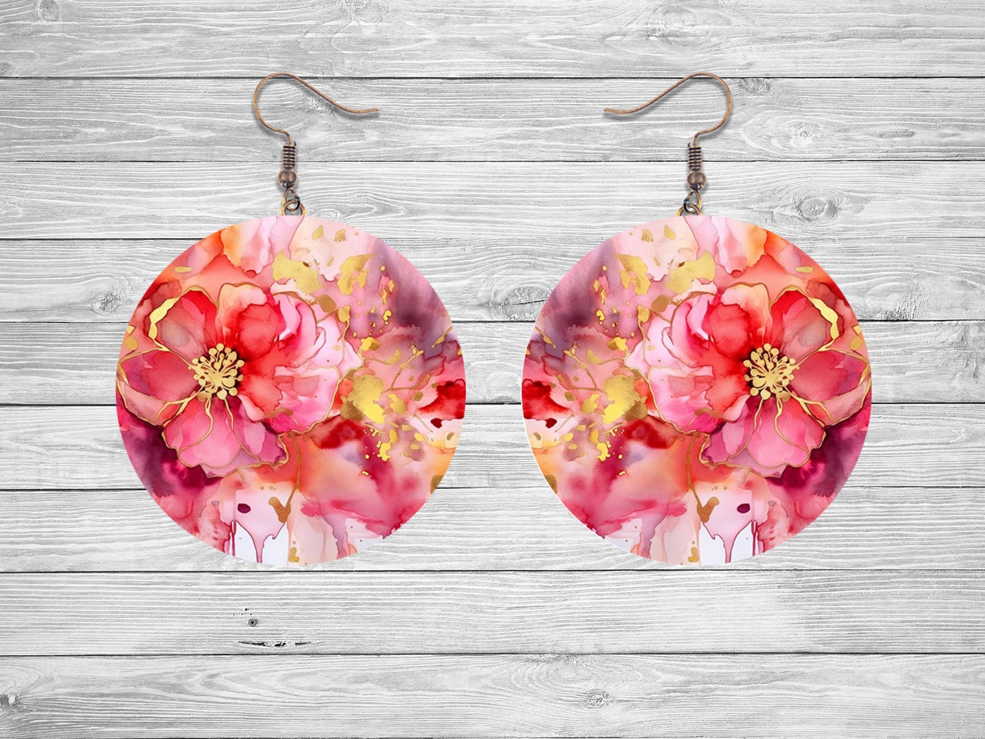 Pink Flower Earrings